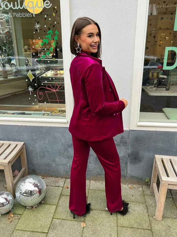 LOF Boutique Quinn Velvet Suit Magenta> Sets