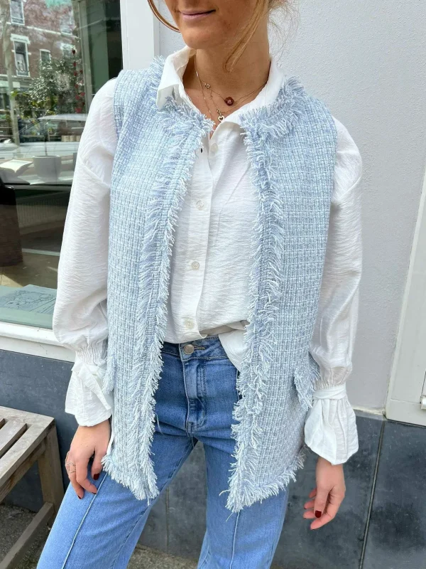 LOF Boutique Ruby Fringe Gilet Baby Blue> Gilets