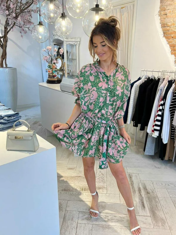 LOF Boutique Ruby Golden Print Dress Green> Jurken