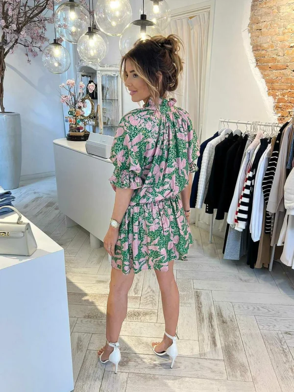 LOF Boutique Ruby Golden Print Dress Green> Jurken