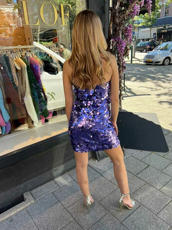 LOF Boutique Sequin Strapless Dress Purple> Jurken