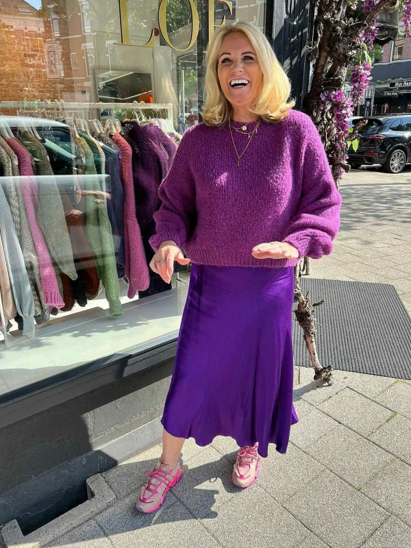 LOF Boutique Silky Midi Skirt Purple> Rokken