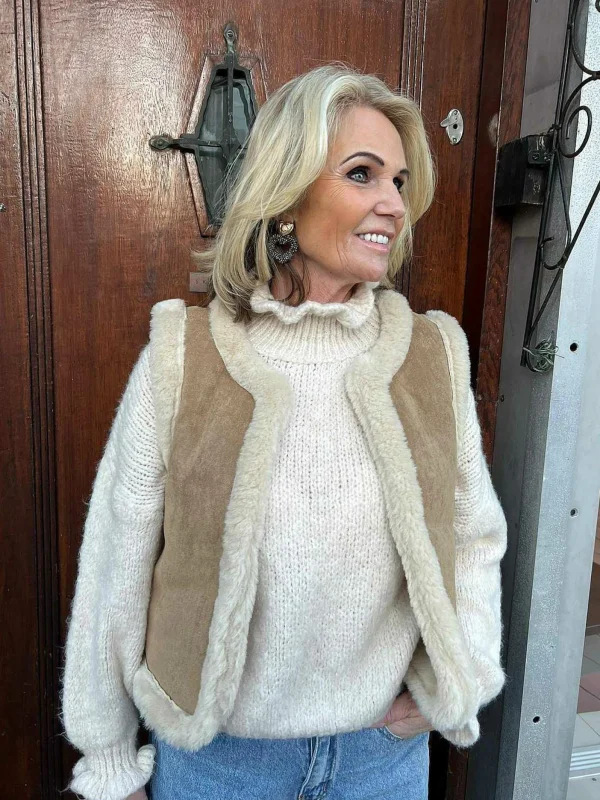 LOF Boutique Soft Lammy Gilet Camel> Gilets