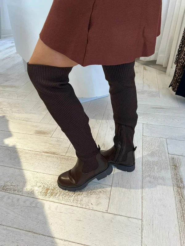 LOF Boutique Stacey Overknee Boots Choco> Laarzen