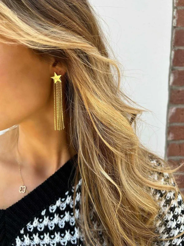 LOF Boutique Statement Earrings Stars Gold> Oorbellen