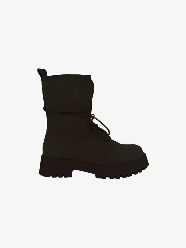 LOF Boutique Suedine Veter Boots Black> Laarzen