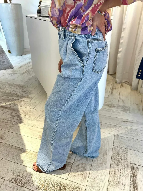 LOF Boutique Ultra Wide Leg Jeans Blue> Broeken