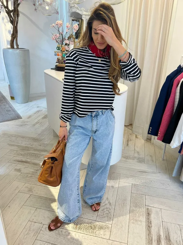 LOF Boutique Ultra Wide Leg Jeans Blue> Broeken