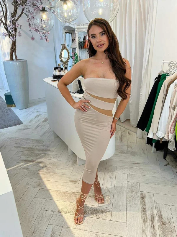 LOF Boutique Unique Zola Dress Nude> Jurken