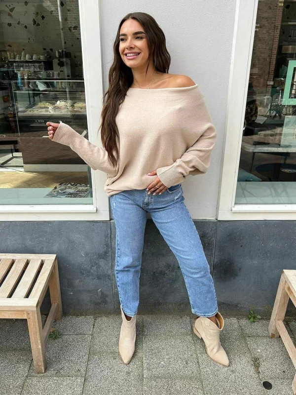 LOF Boutique Vlinder Trui Beige> Truien