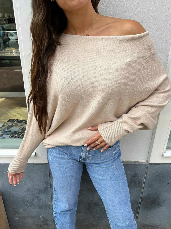 LOF Boutique Vlinder Trui Beige> Truien