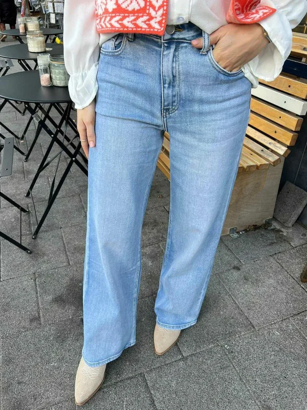 LOF Boutique Wide Leg High Rise Jeans Blue> Broeken