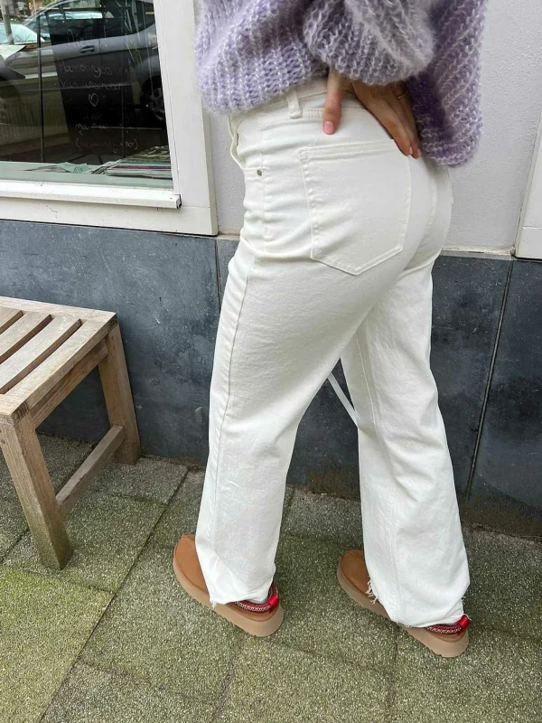 LOF Boutique Wide Leg Jeans Off White> Broeken